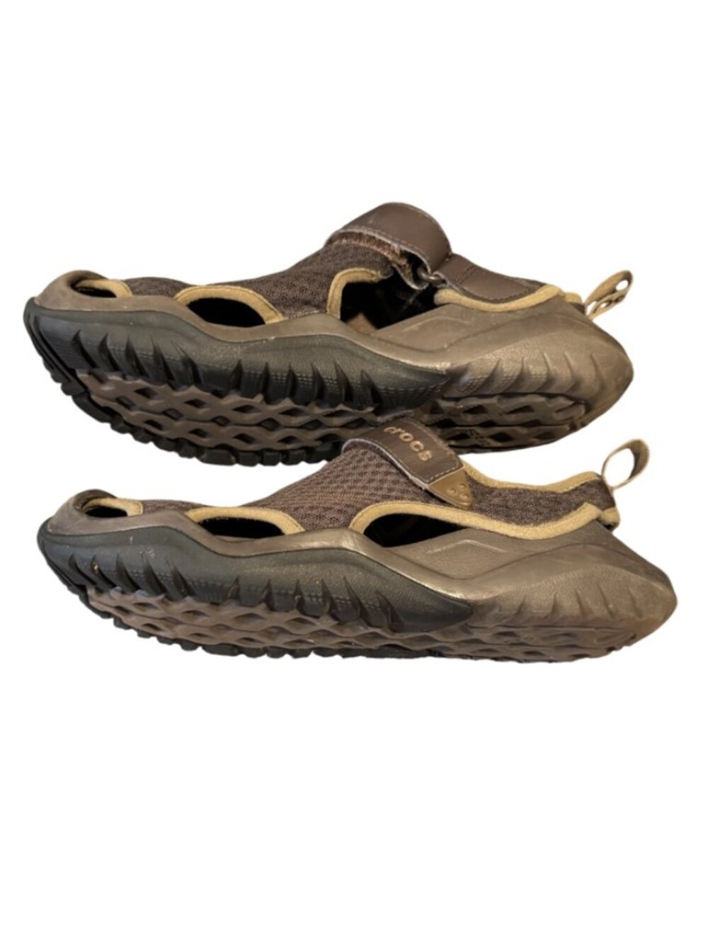 Crocs Swiftwater Mesh Fisherman Sandals Men’s Size 10 Brown Black Water Shoes - Picture 5 of 8